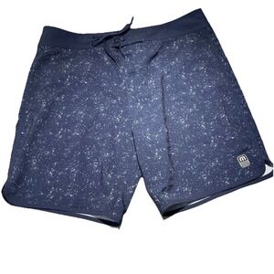 Travis Mathew Board Shorts Men's Blue Paint Splatter Unlined Swim Trunks EUC